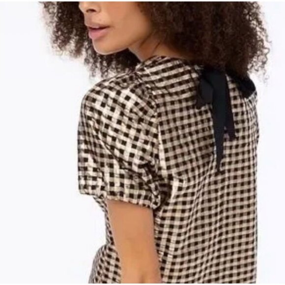 J CREW Gold Black Plaid Metallic Bow Top Size Small NEW NWT - Picture 3 of 5